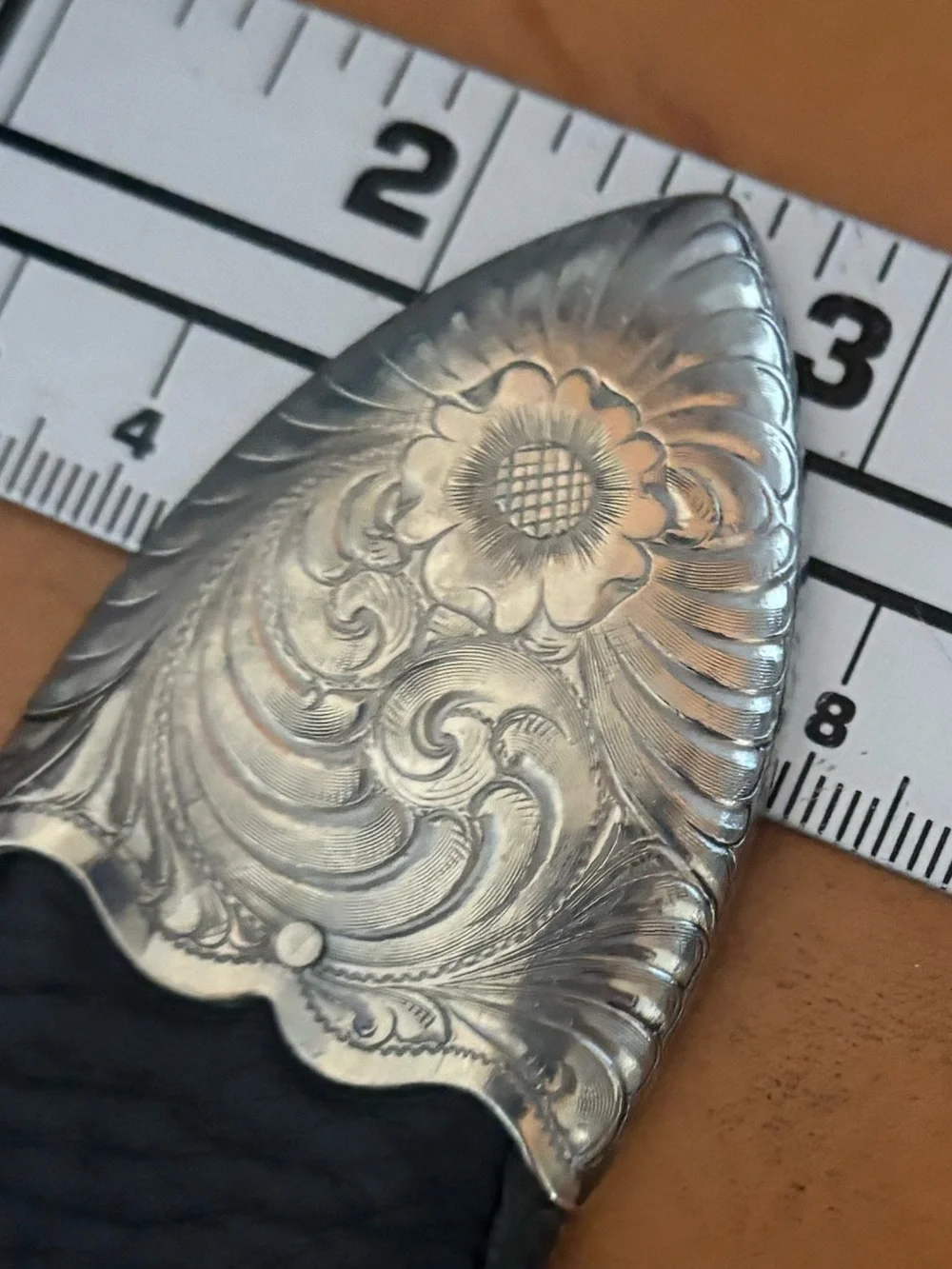 Al Beres USA WAGE Sterling Silver Overlay Buckle Black Belt 🌵 M